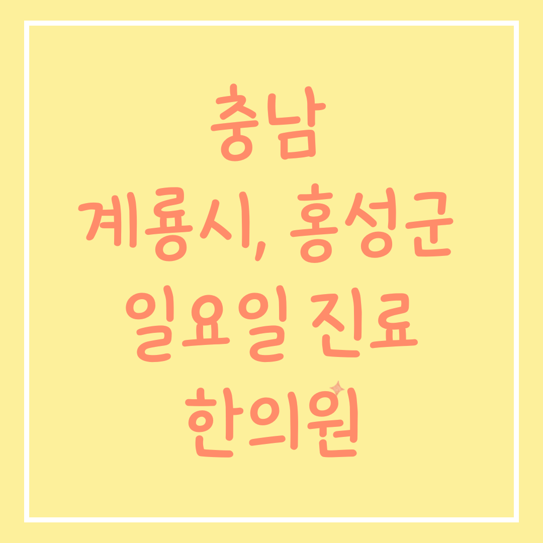 충남 계룡시, 홍성군 일요일 진료 한의원