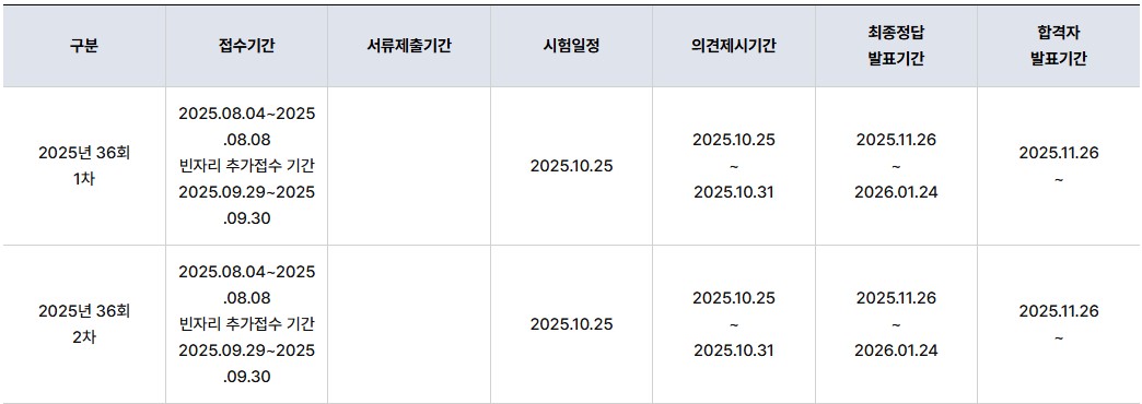 공인중개사 시험일정