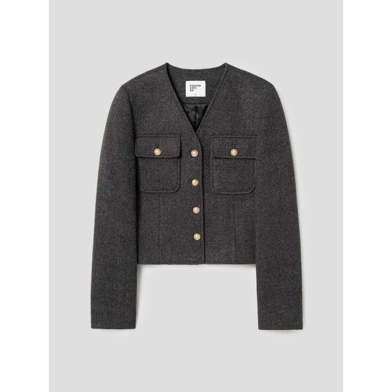 에잇세컨즈 8 seconds 브이넥 버튼 자켓 - 애쉬 943921