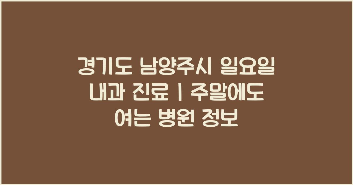 경기도 남양주시 일요일 내과 진료