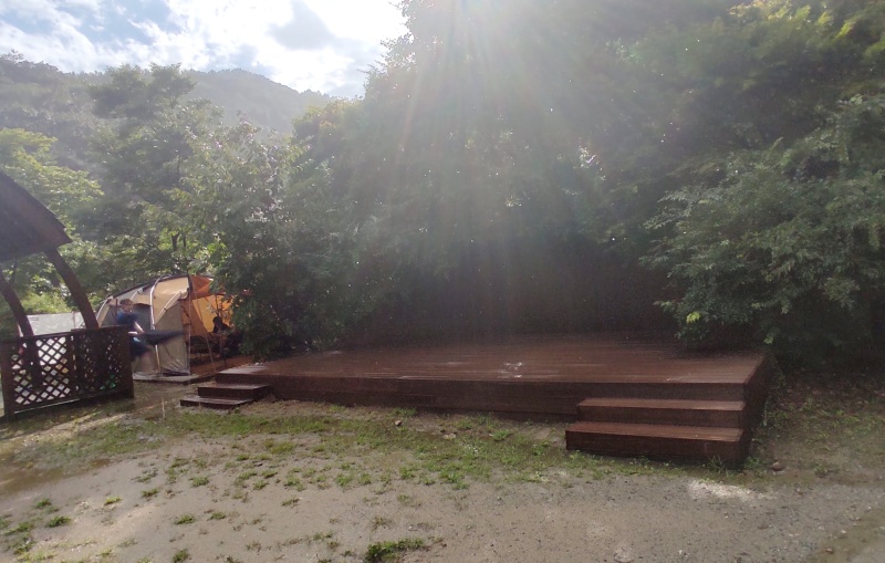 계곡근처에 야외무대 수풀이 많이 자란모습