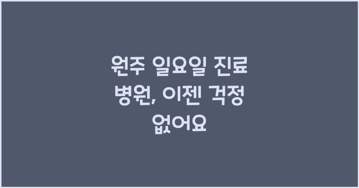 원주 일요일 진료 병원