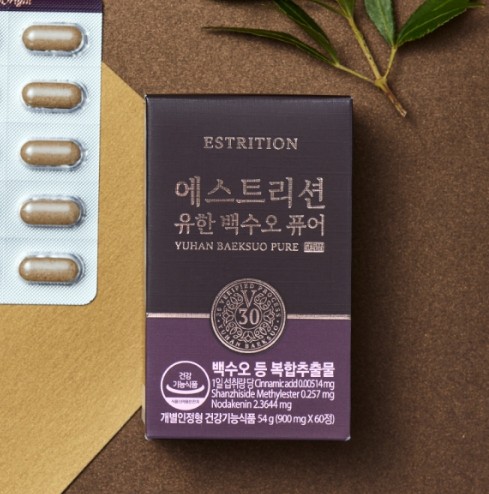 백수오-캡슐과-에스트리션-유한-백수오-퓨어-사진입니다.