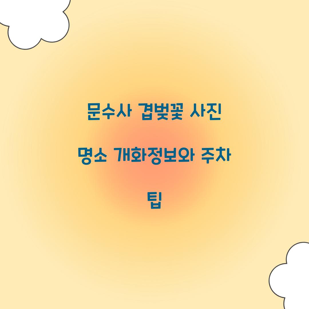 문수사 겹벚꽃 사진 명소