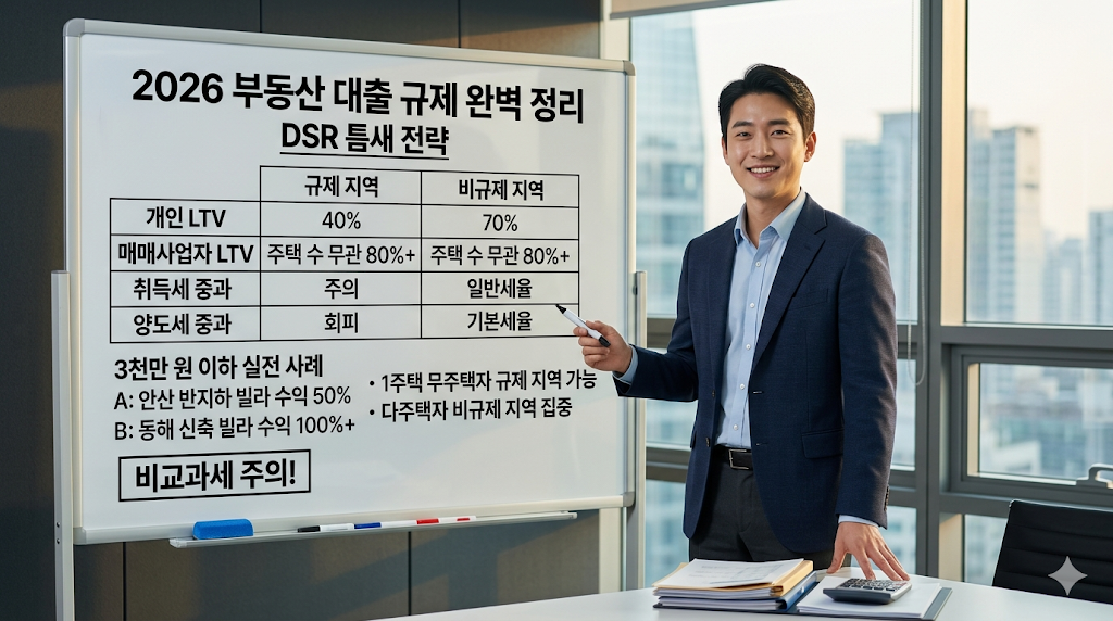 대출 규제 환경에서 부동산 경매 투자 전략을 설명하는 이미지