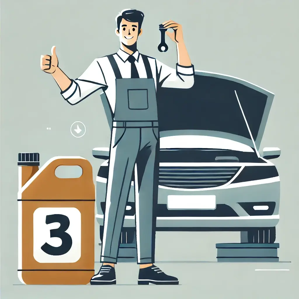 고급 엔진 오일을 들고 있는 남자의 모습