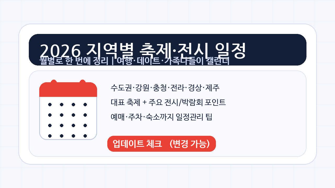 2026년 지역별 축제 및 전시 일정, &ldquo;한 번에&rdquo; 찾는 법