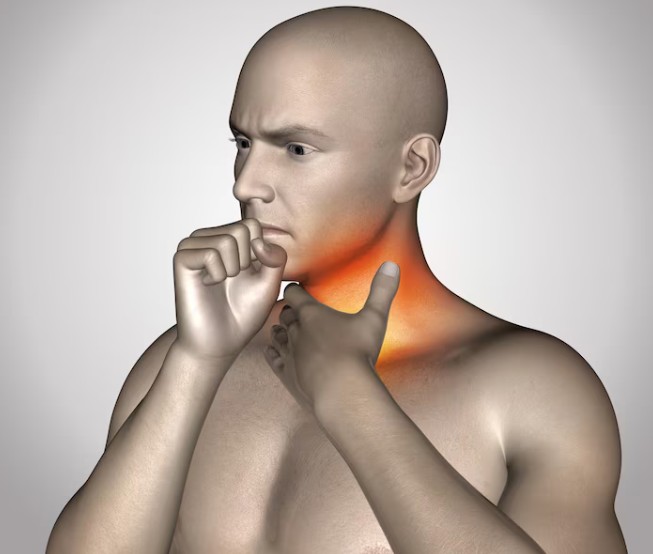 목 통증, 염증, 간지러움, 칼칼함, 쉰소리, 이물감