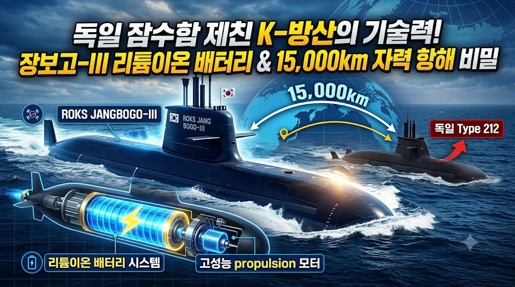 독일 잠수함 제친 K-방산의 기술력! 장보고-III 리튬이온 배터리와 15,000km 자력 항해의 비밀 심층 분석