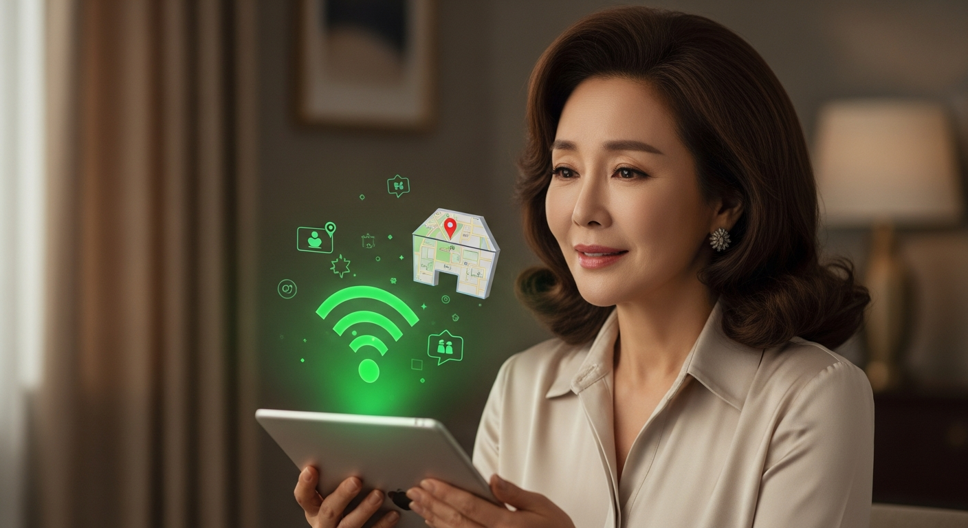 멀리 떨어져 계신 부모님의 안전을 위해 스마트싱스 맵뷰의 문 열림 센서와 동작 감지 센서로 모니터링하는 화면