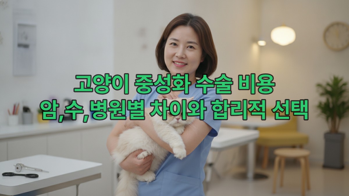 수의사가 고양이를 부드럽게 안고 있는 모습, 고양이 중성화 수술 병원 선택의 신뢰성을 보여주는 이미지