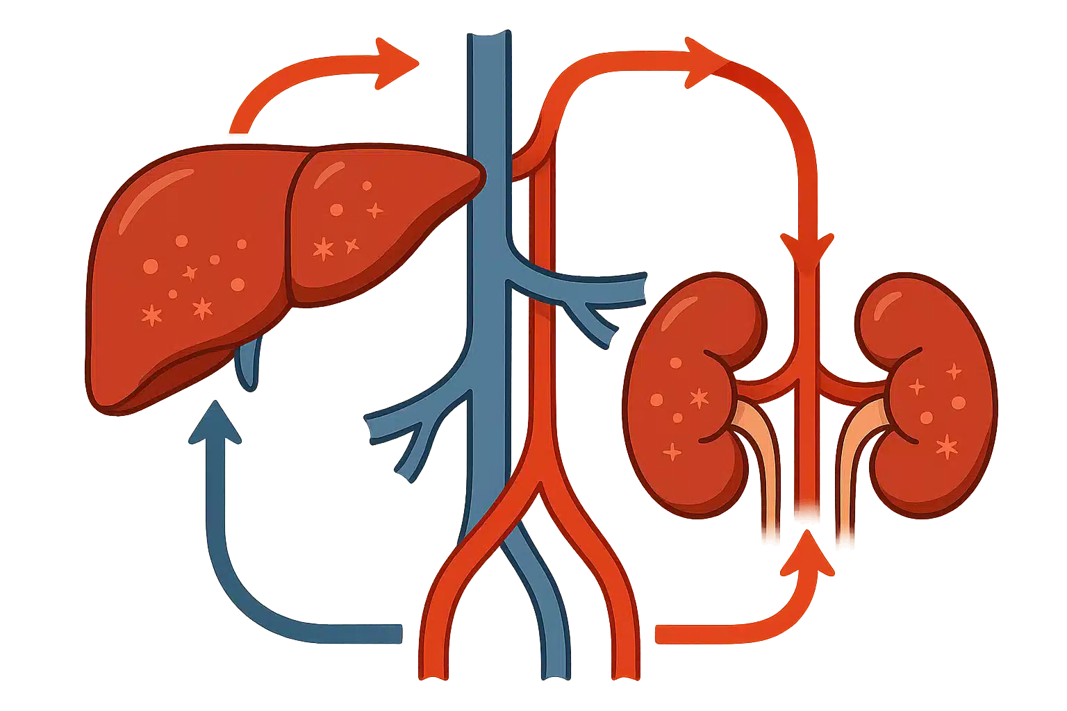 간과 신장이 혈액을 정화하는 모습