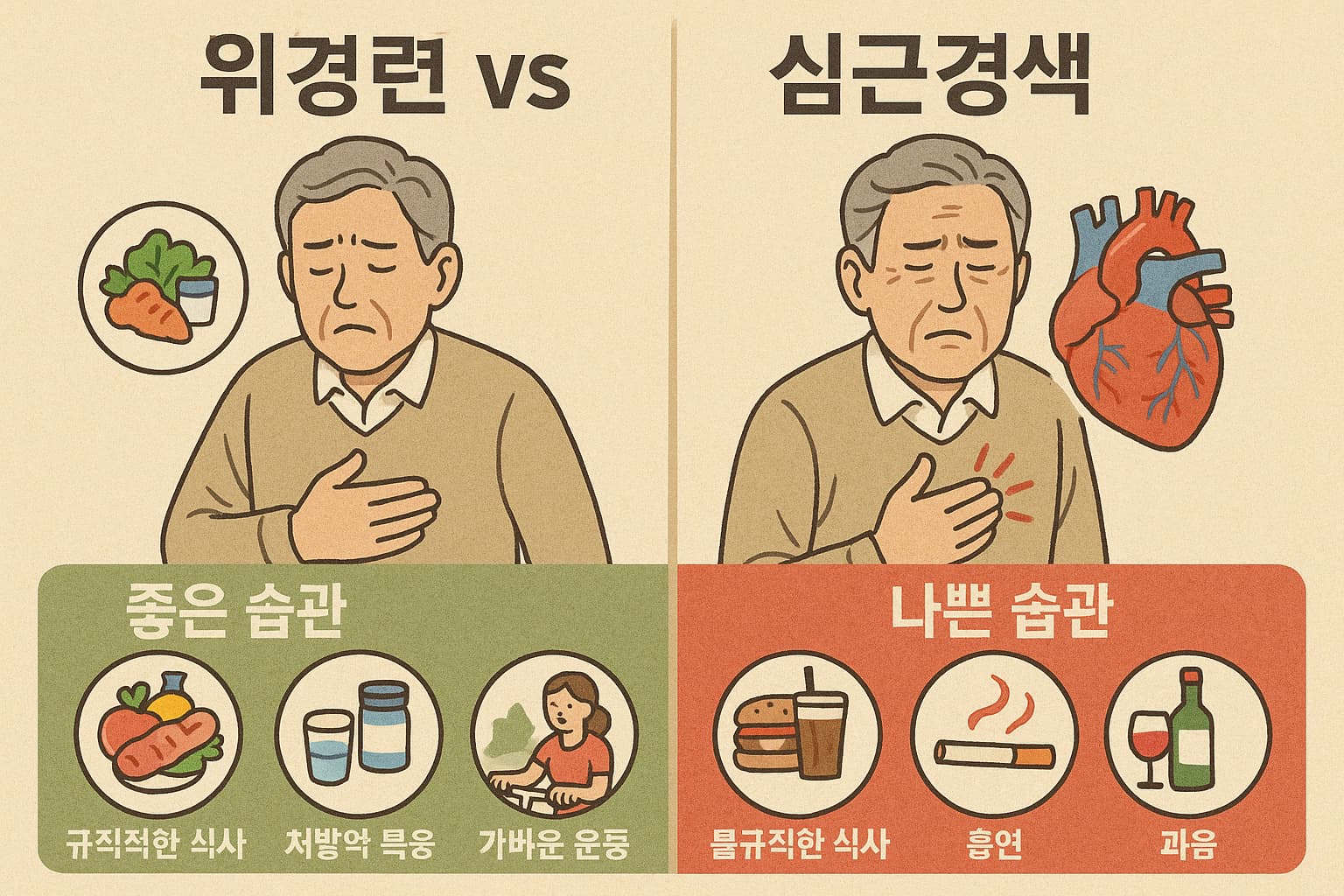 부모님의 흉통, 위경련이 아니라면? 심근경색일 수 있습니다