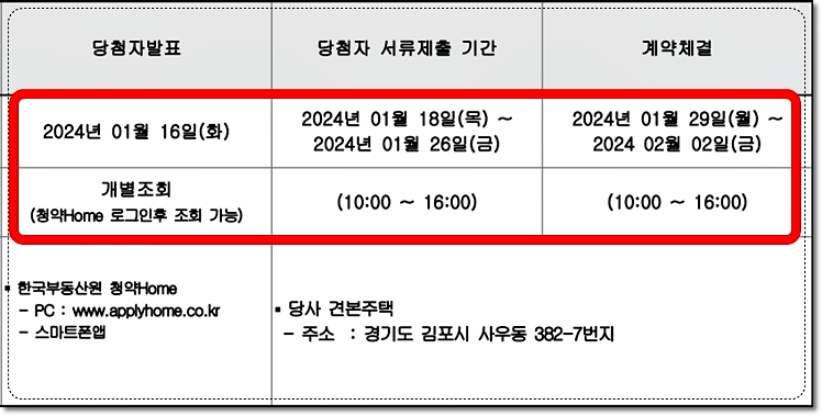 인천 검단신도시 검단 중흥s클래스 에듀파크 아파트 - 당첨자발표 - 당첨자 서류제출기간 - 계약체결