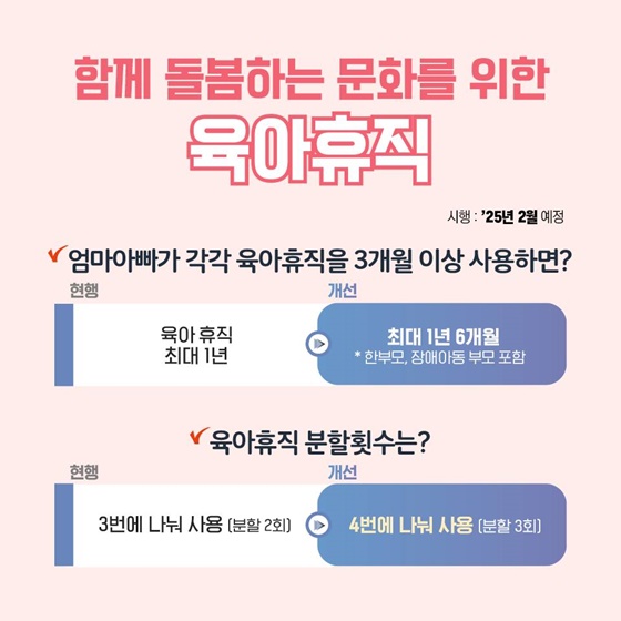 늘어난 육아휴직 알려주는 사진