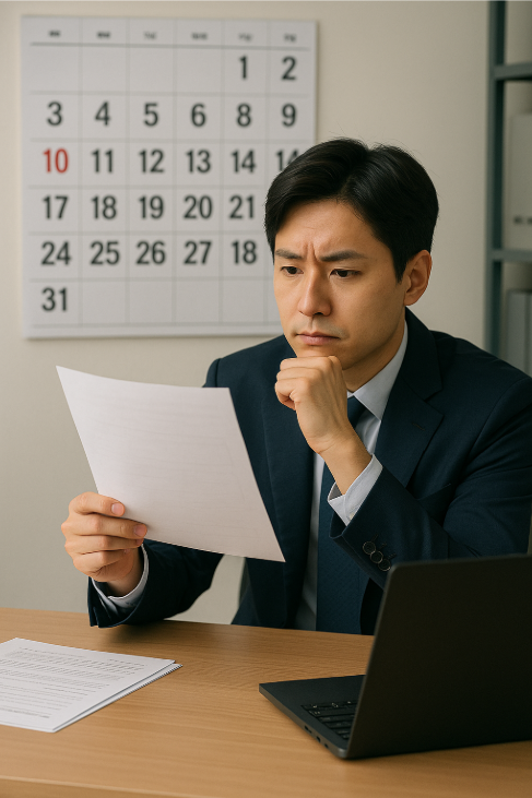 14일 기한 안에 접수 마감하는 직장인의 모습