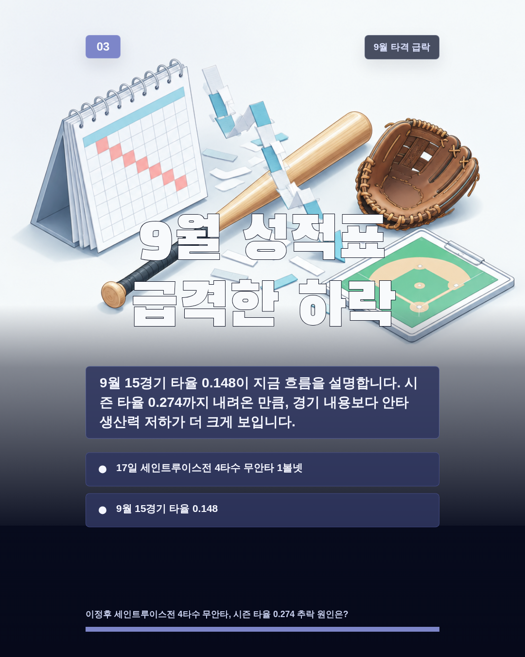 9월 성적표 급격한 하락