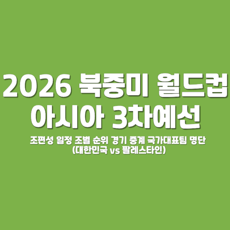 2026 북중미 월드컵 아시아 3차예선 조편성 일정 조별 순위 경기 중계 국가대표팀 명단