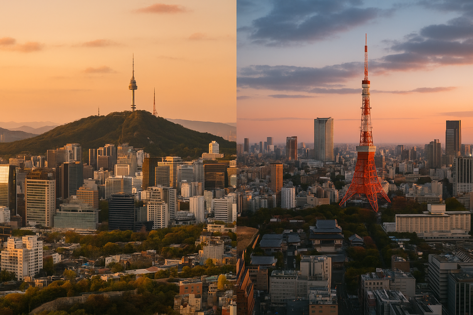 서울과 도쿄의 사진