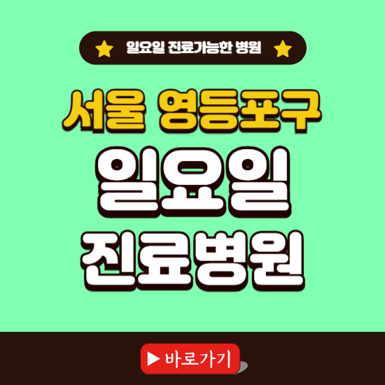 서울 영등포구 일요일 진료 가능한 병원 ❘ 주말 문여는 곳 총정리 (소아과, 내과, 안과, 치과, 피부과, 정형외과, 산부인과)