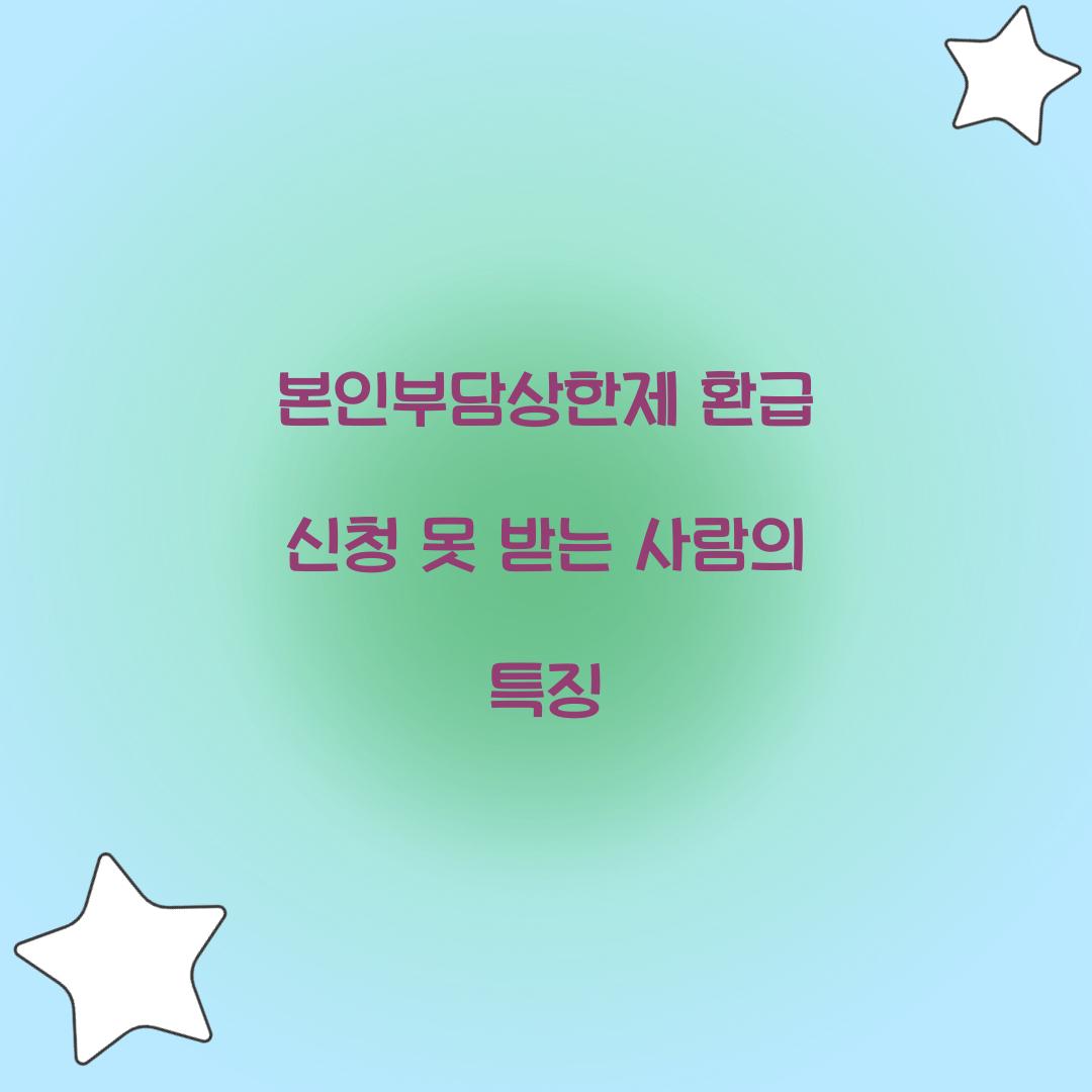 본인부담상한제 환급 신청 못 받는 사람의 특징