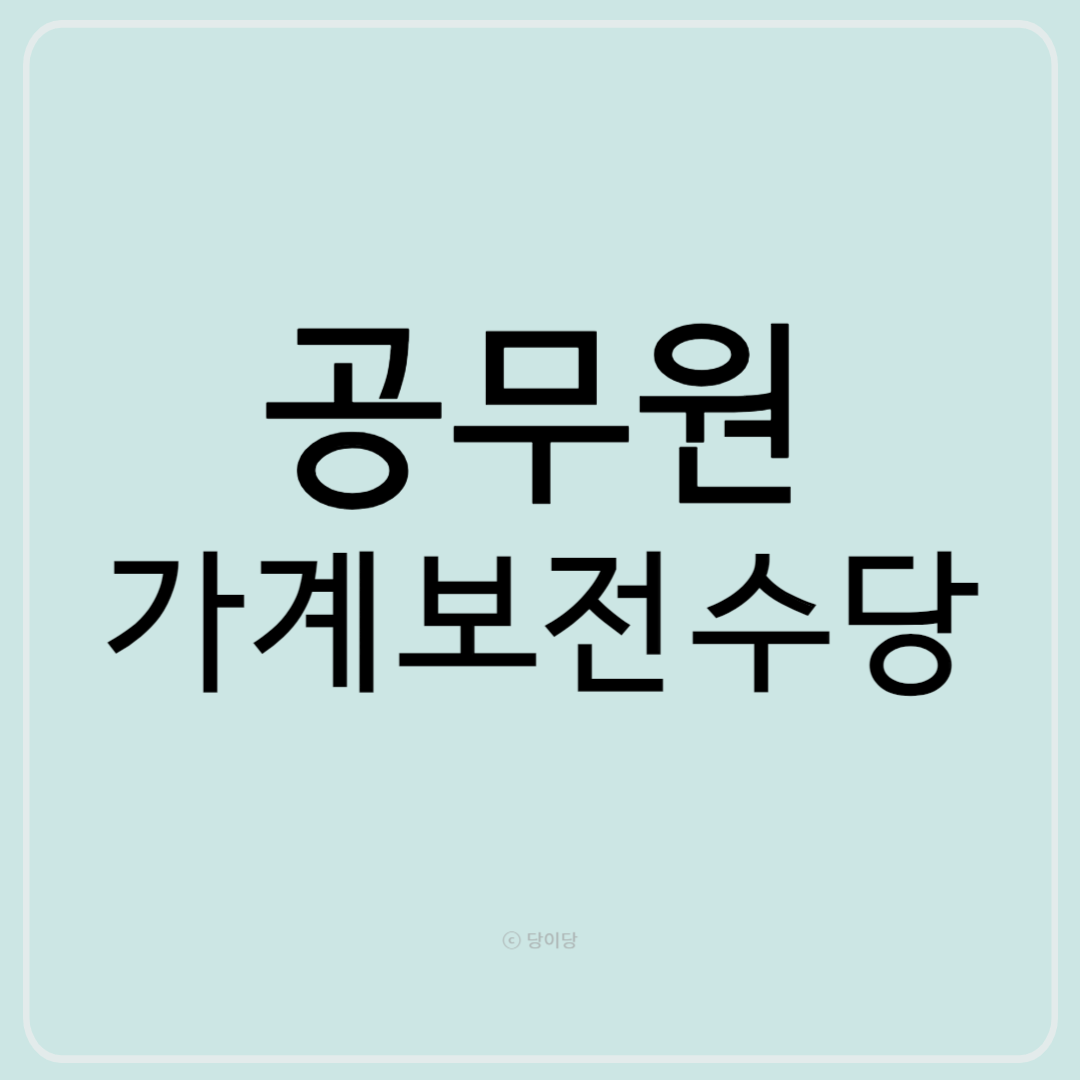 공무원가계보전수당 지급대상 지급액 공무원수당