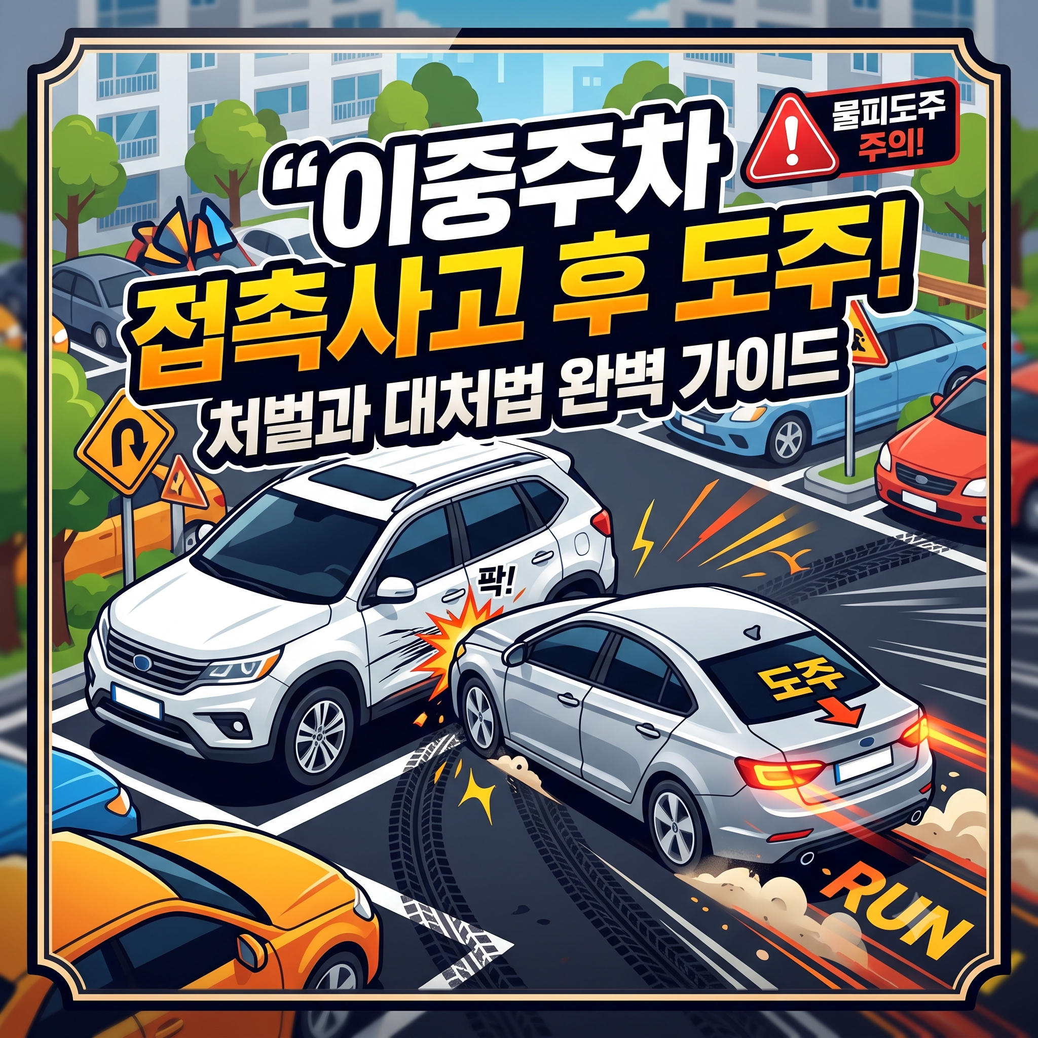 이중주차된 차량 접촉사고 후 도주, 대처법과 과실 비율 완벽 정리