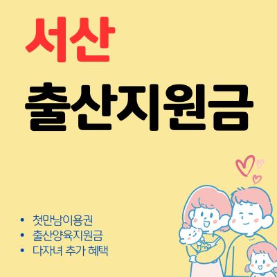 썸네일_서산 출산지원금 혜택 알아보기 (첫만남 이용권, 출산양육지원금, 다자녀 추가 혜택)