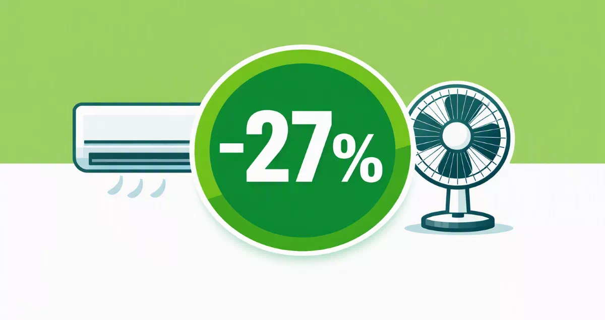 에어컨 26도와 선풍기 병용 시 전기요금 최대 27% 절감 효과 인포그래픽