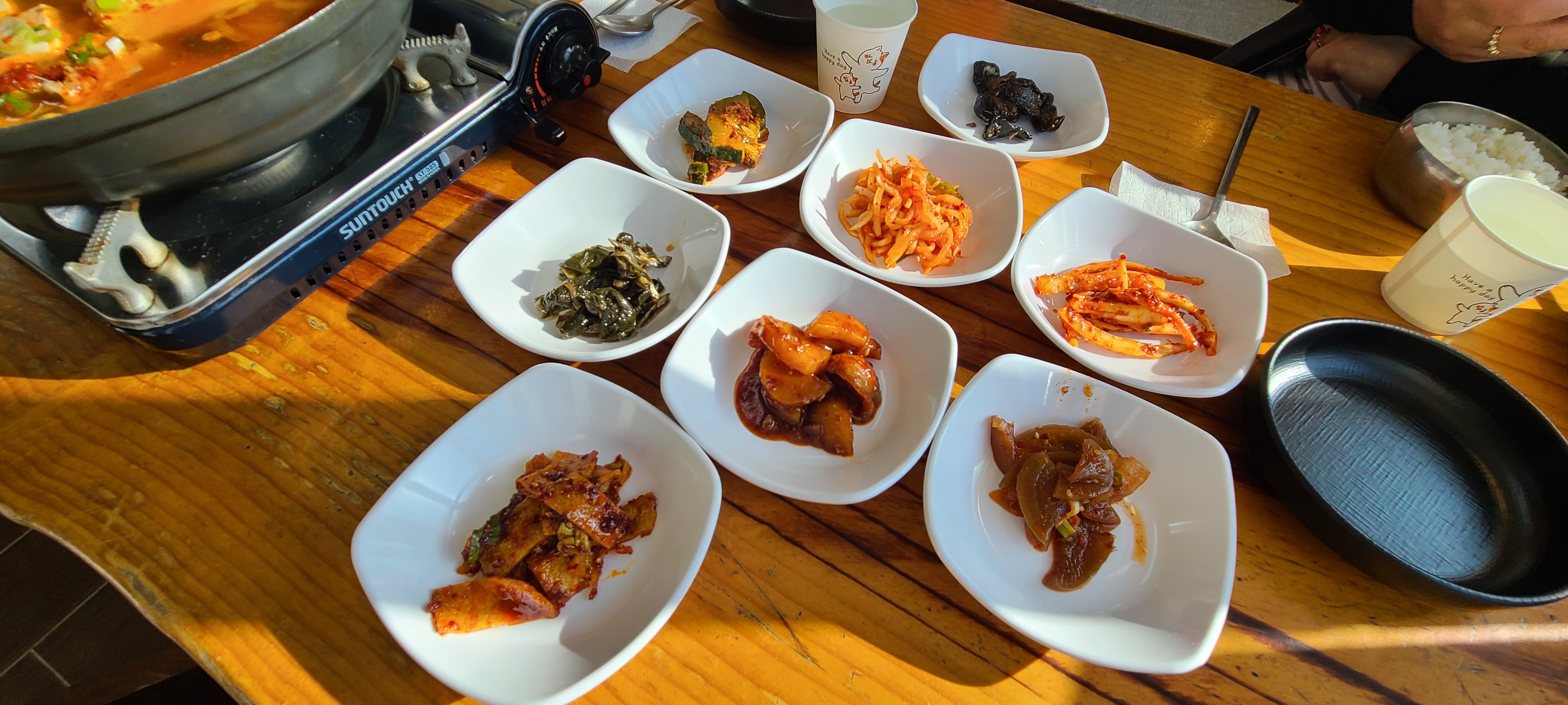 강원도 아침식사 두부전골 신토불이 메뉴판 두부전골 밑반찬