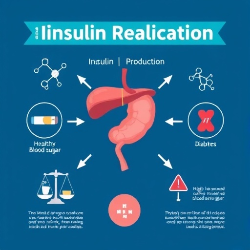 췌장과 인슐린 당뇨병의 관계를 나타내는 인포그래픽 이미지
