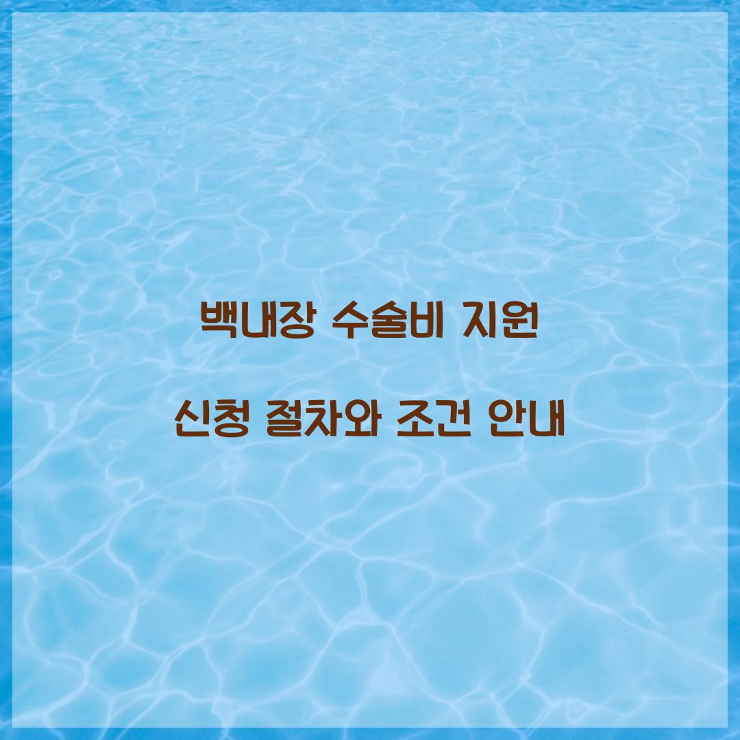 백내장 수술비 지원 신청