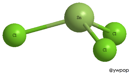 3D structure of SnCl3^-, trichlorostannate ion