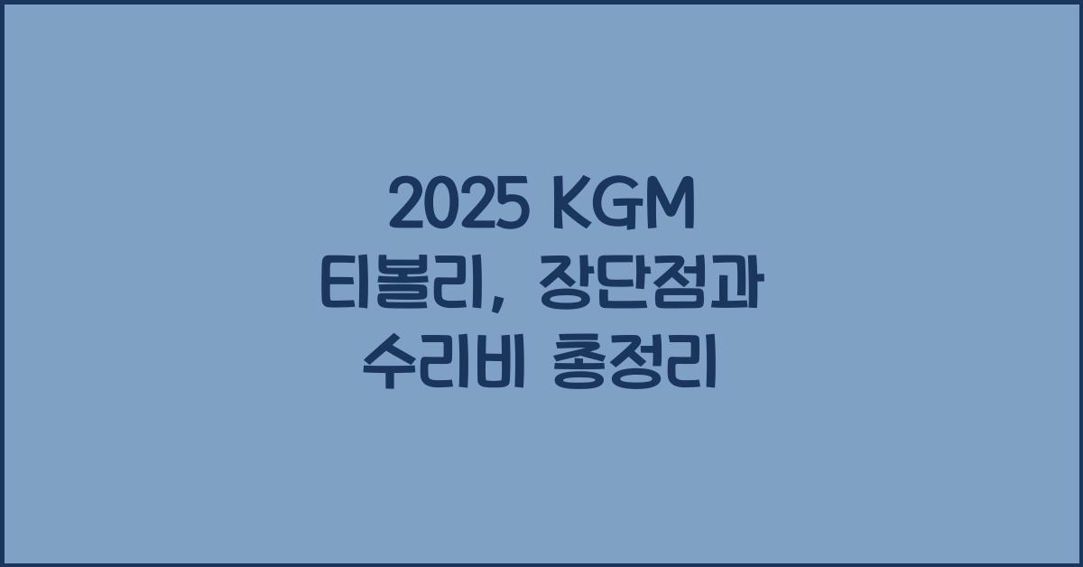 2025 KGM 티볼리 장단점 결함 수리비