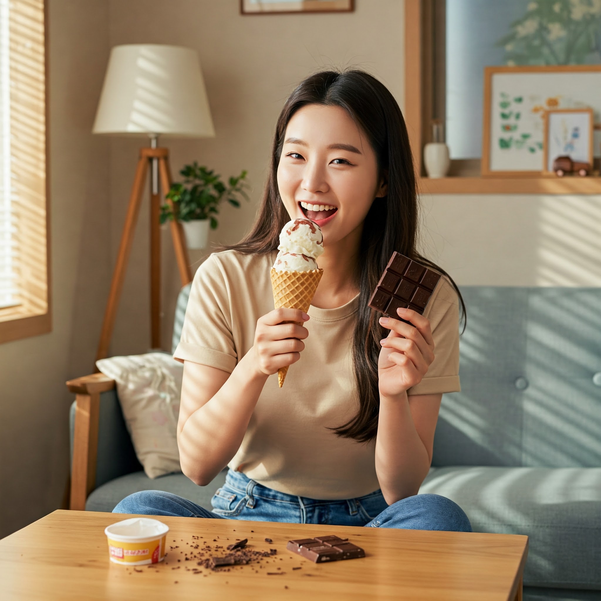 생리 직전 단 음식에 대한 욕구가 높아져 있는 사진