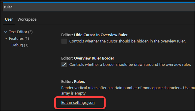 vs code 에디터 눈금자 설정
