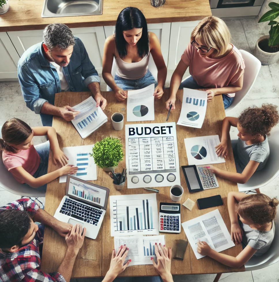 경비절감을 위해 회의하는 직원들