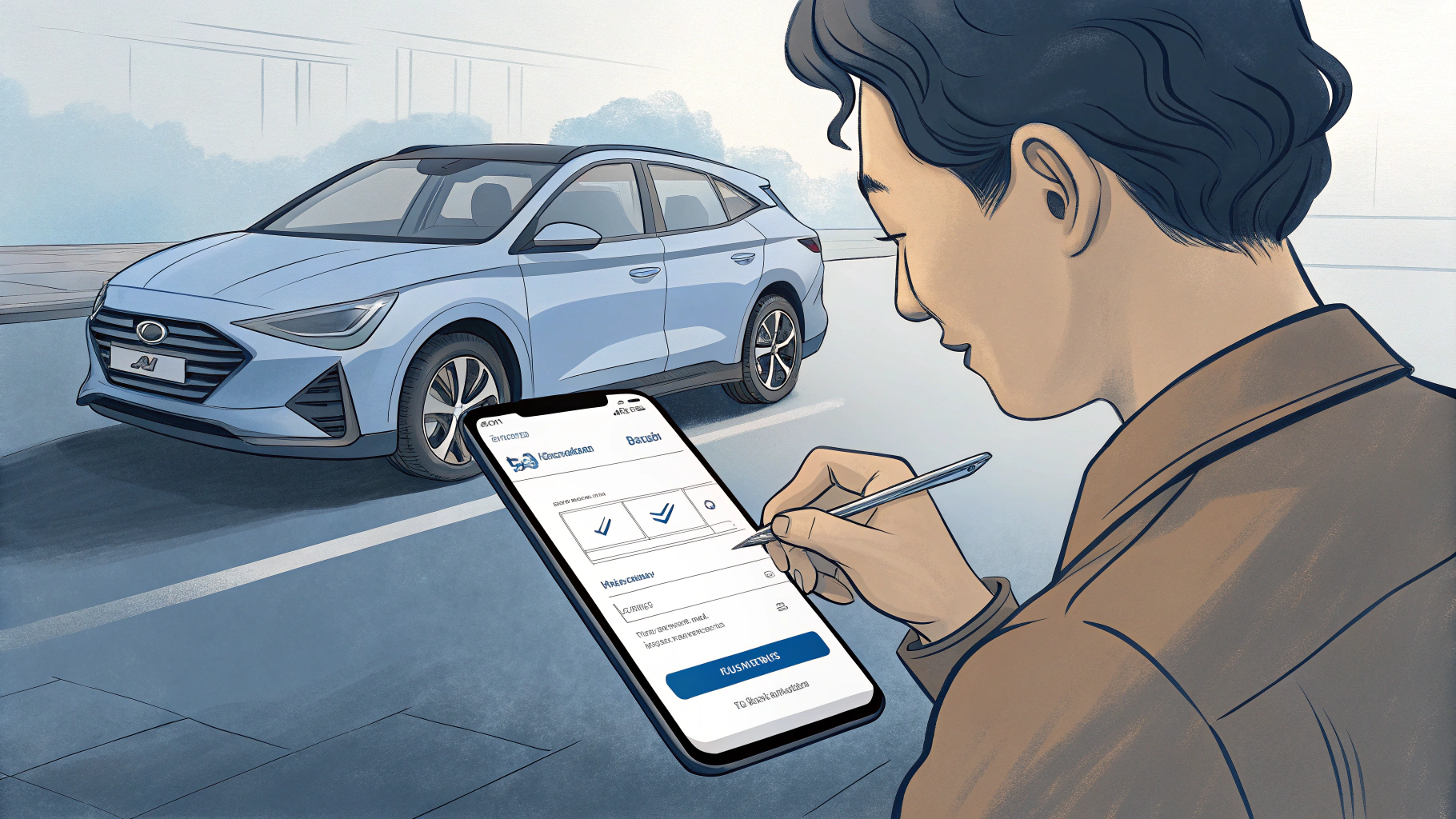 앱을 보고 있는 남자의 모습