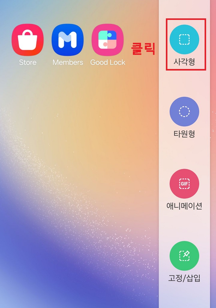 캡처 메뉴들 보임