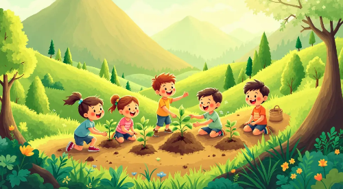 식목일-나무심기-아이들-산