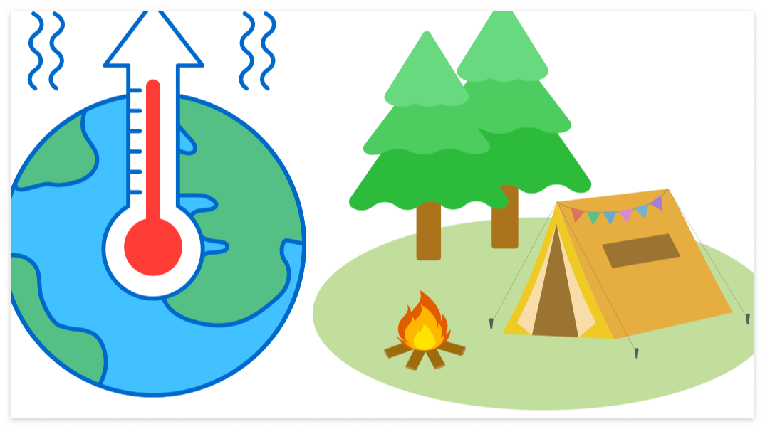 기온 상승과 야외활동 증가로 인해 봄철 진드기 주의가 필요한 상황을 나타내는 일러스트 이미지