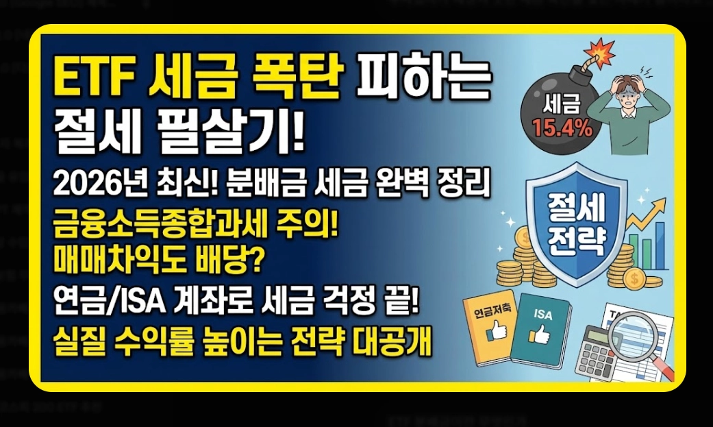 ETF 분배금 세금 총정리 [2026년 최신] 금융소득종합과세 기준 및 절세 전략 5가지