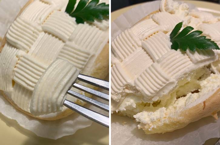 폴딩케이크 생크림과 단면