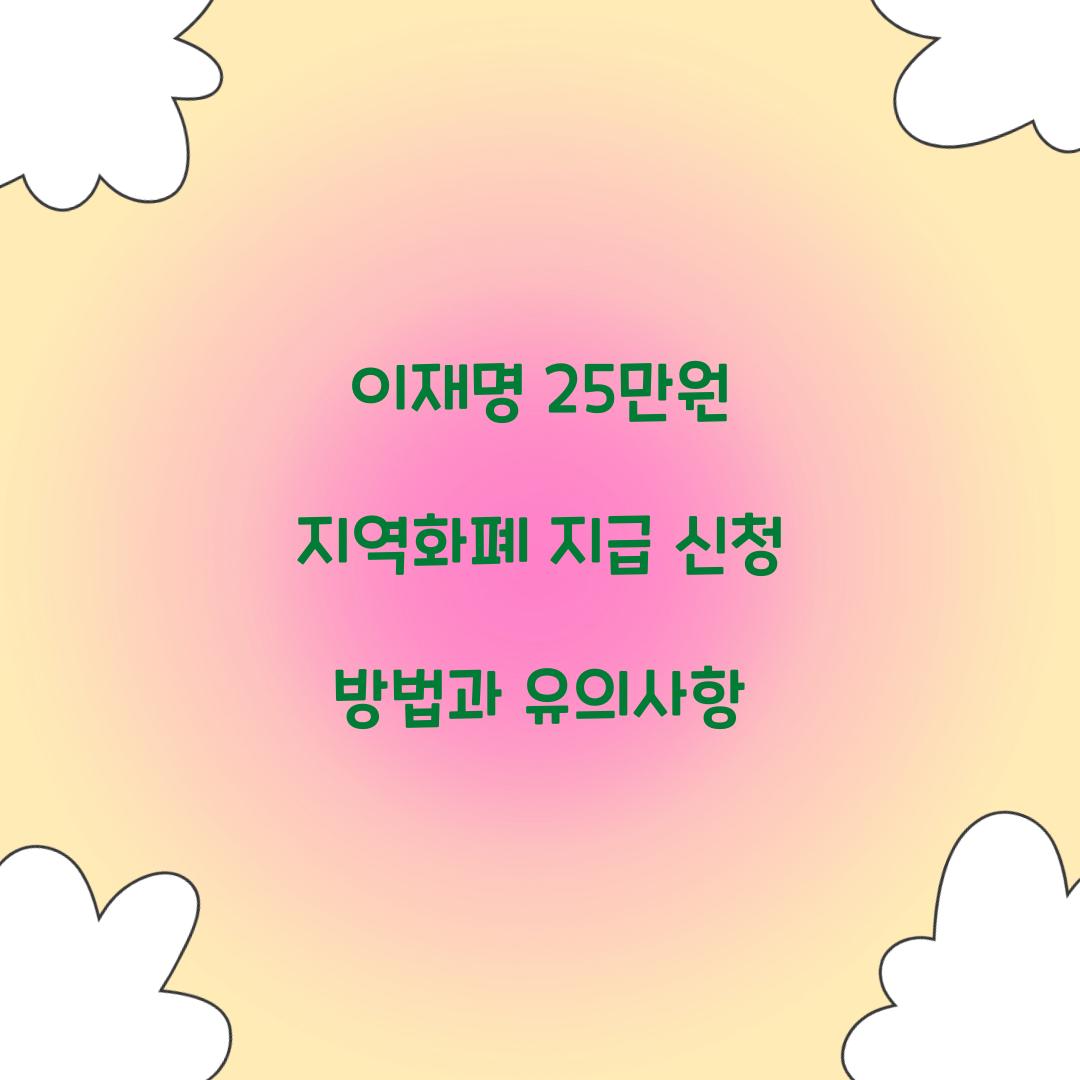 이재명 25만원 지역화폐 지급