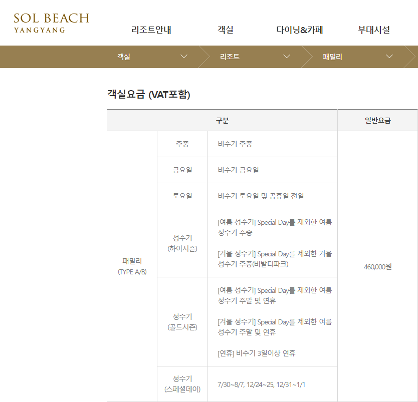 쏠비치 양양 리조트 홈페이지 예약