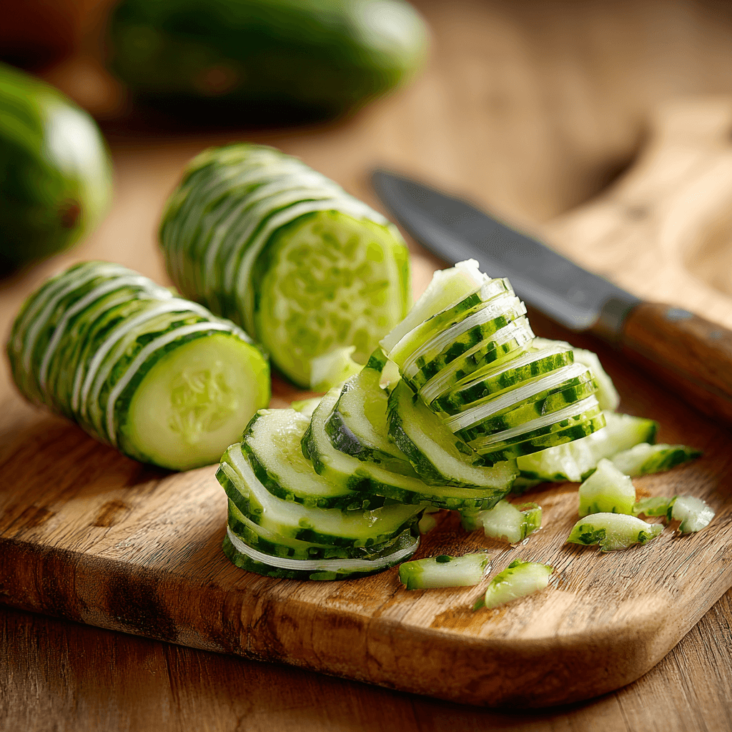 도마-위에-썰어놓은-오이-이미지