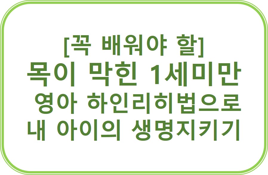 [꼭 배워야 할]1세미만 영아 하인리히법으로 내 아이의 생명을 지키세요