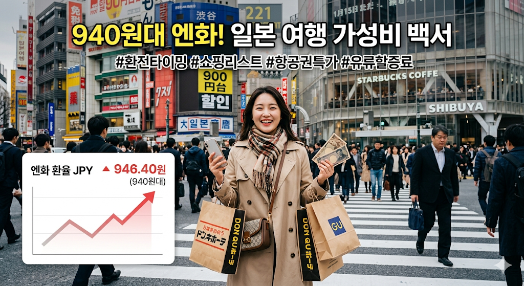 940원대 엔화 시대 진입, 유류할증료 폭탄 속 일본 여행 계획