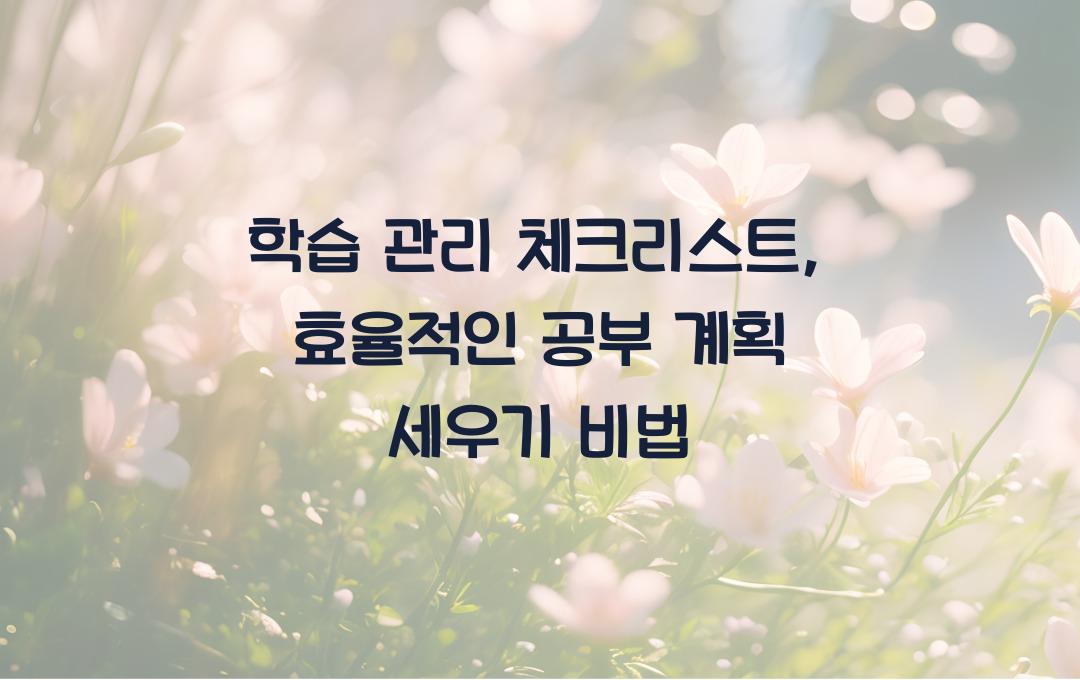 학습 관리 체크리스트: 공부 계획을 효율적으로 세우는 방법