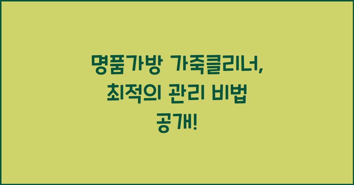 명품가방 가죽클리너